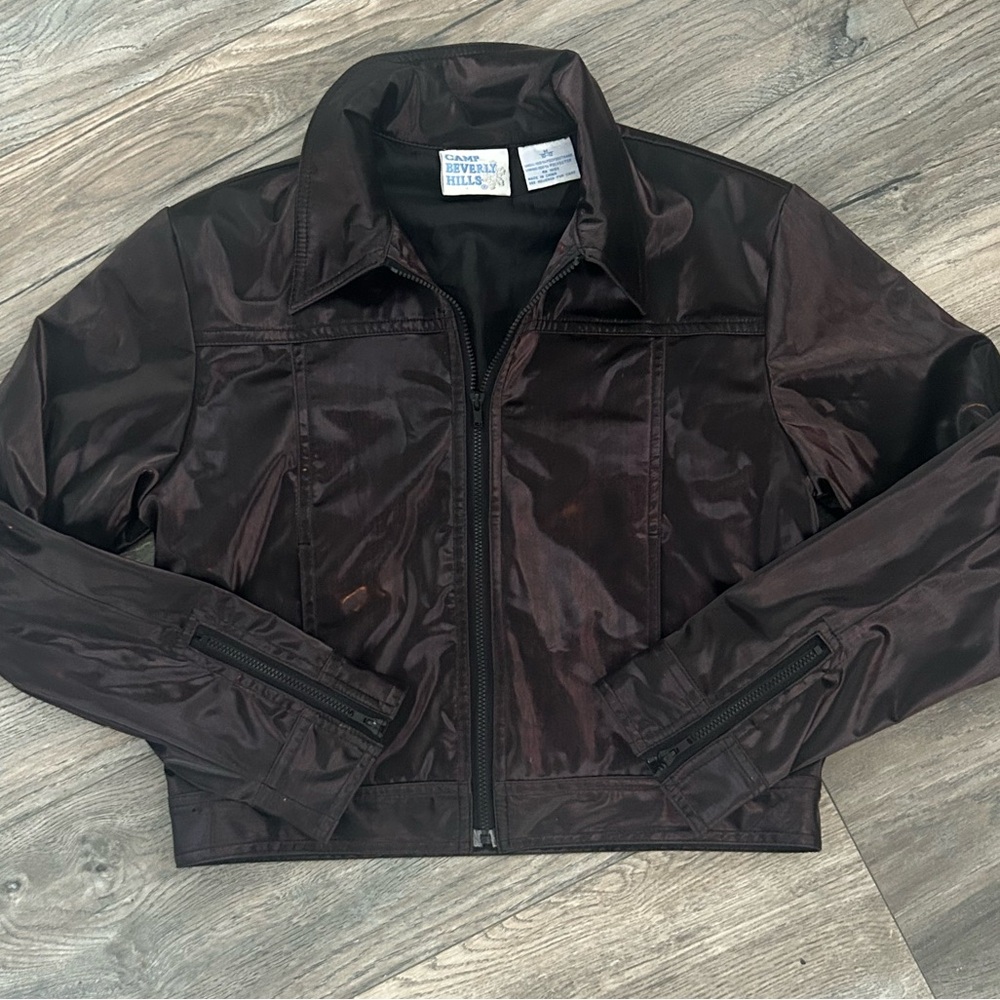 Camp Beverly Hills brown iridescent shiny jacket girls medium 10 12